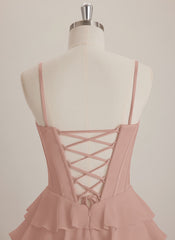 V-Neck Short Chiffon Mini Dress