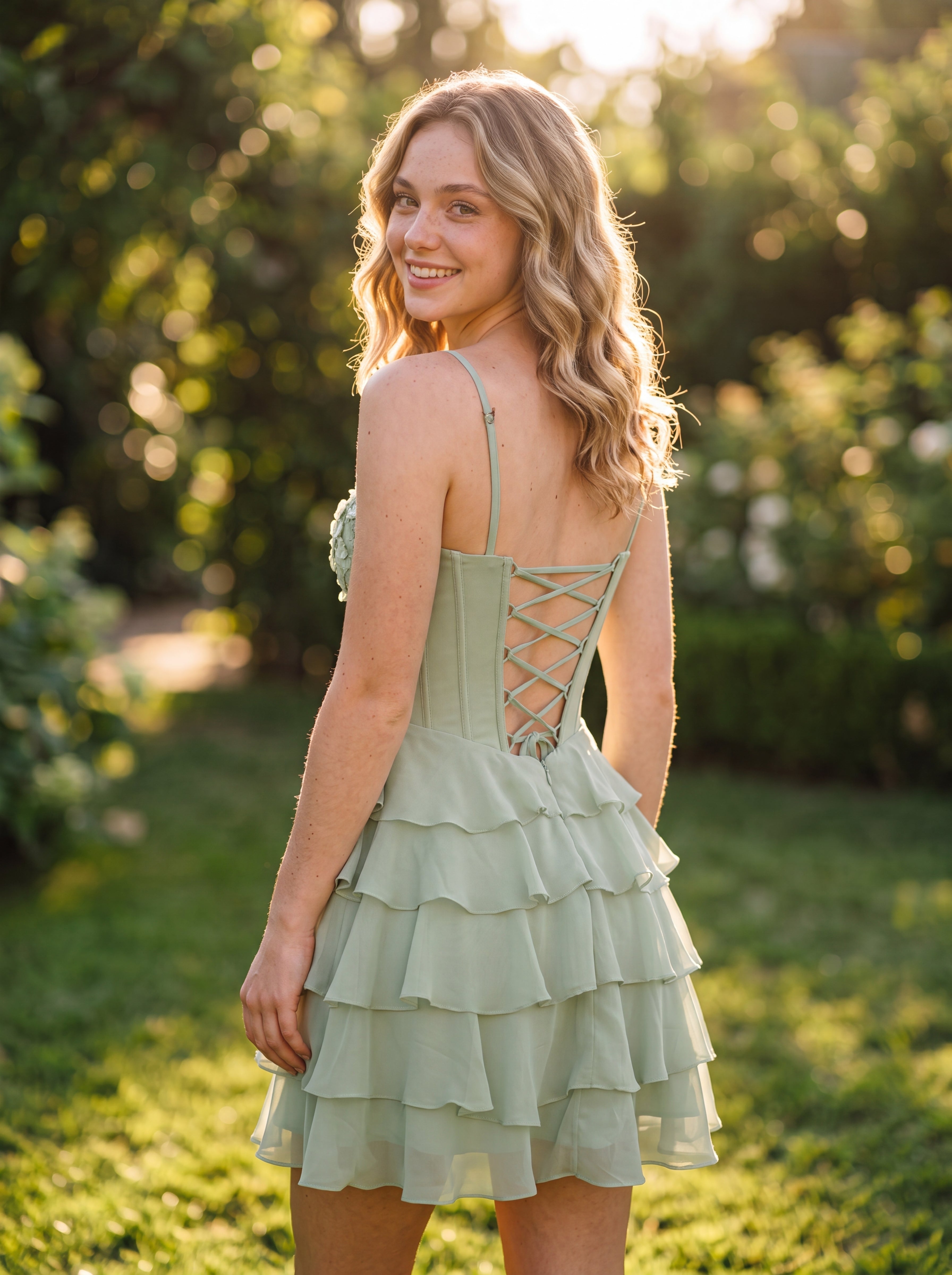 V-Neck Short Chiffon Mini Dress