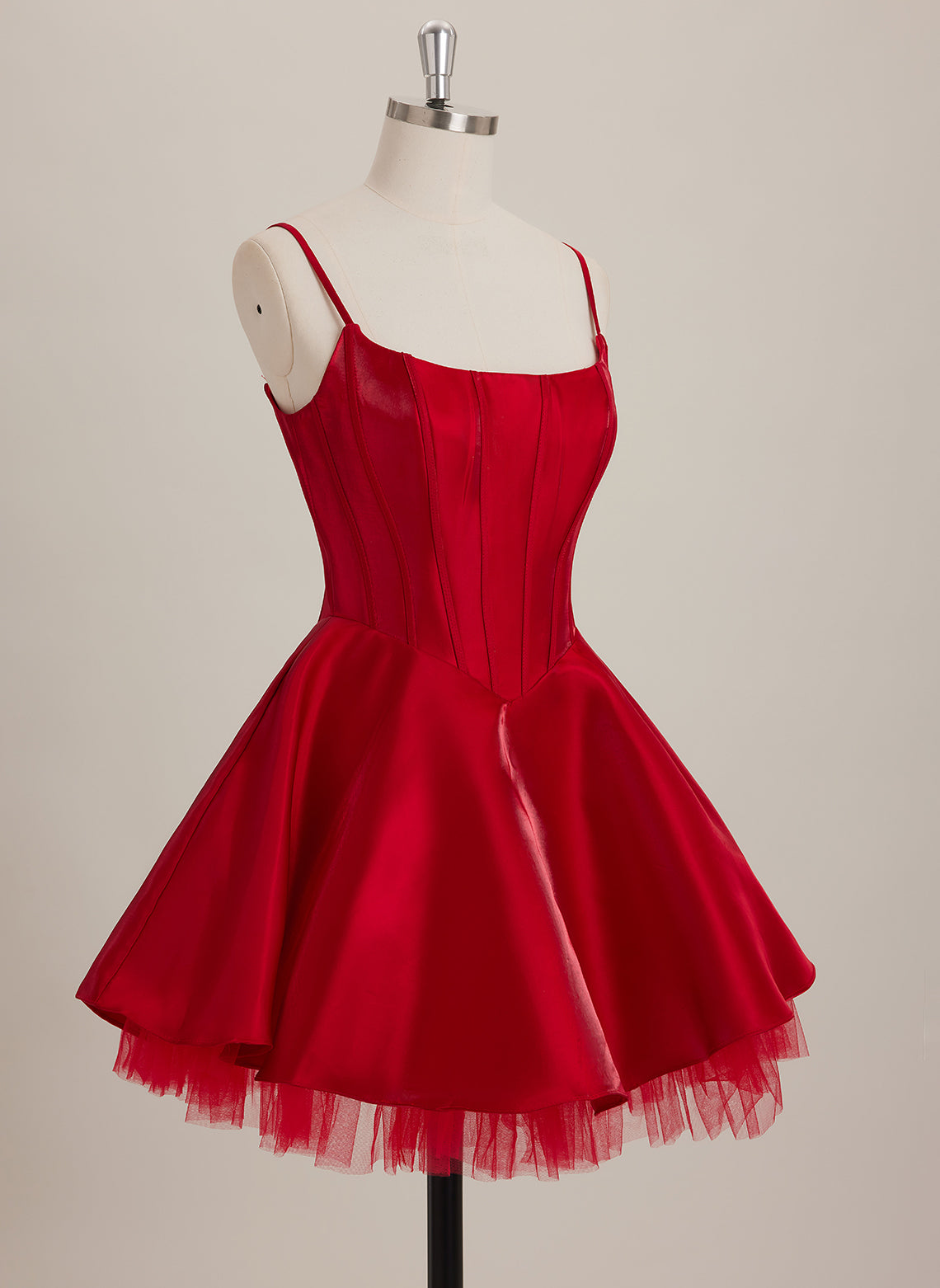 Ball-Gown/Princess Square Short Satin Mini Dress