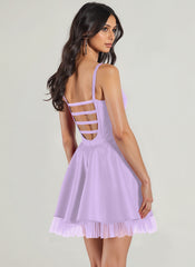 Ball-Gown/Princess Square Short Satin Mini Dress