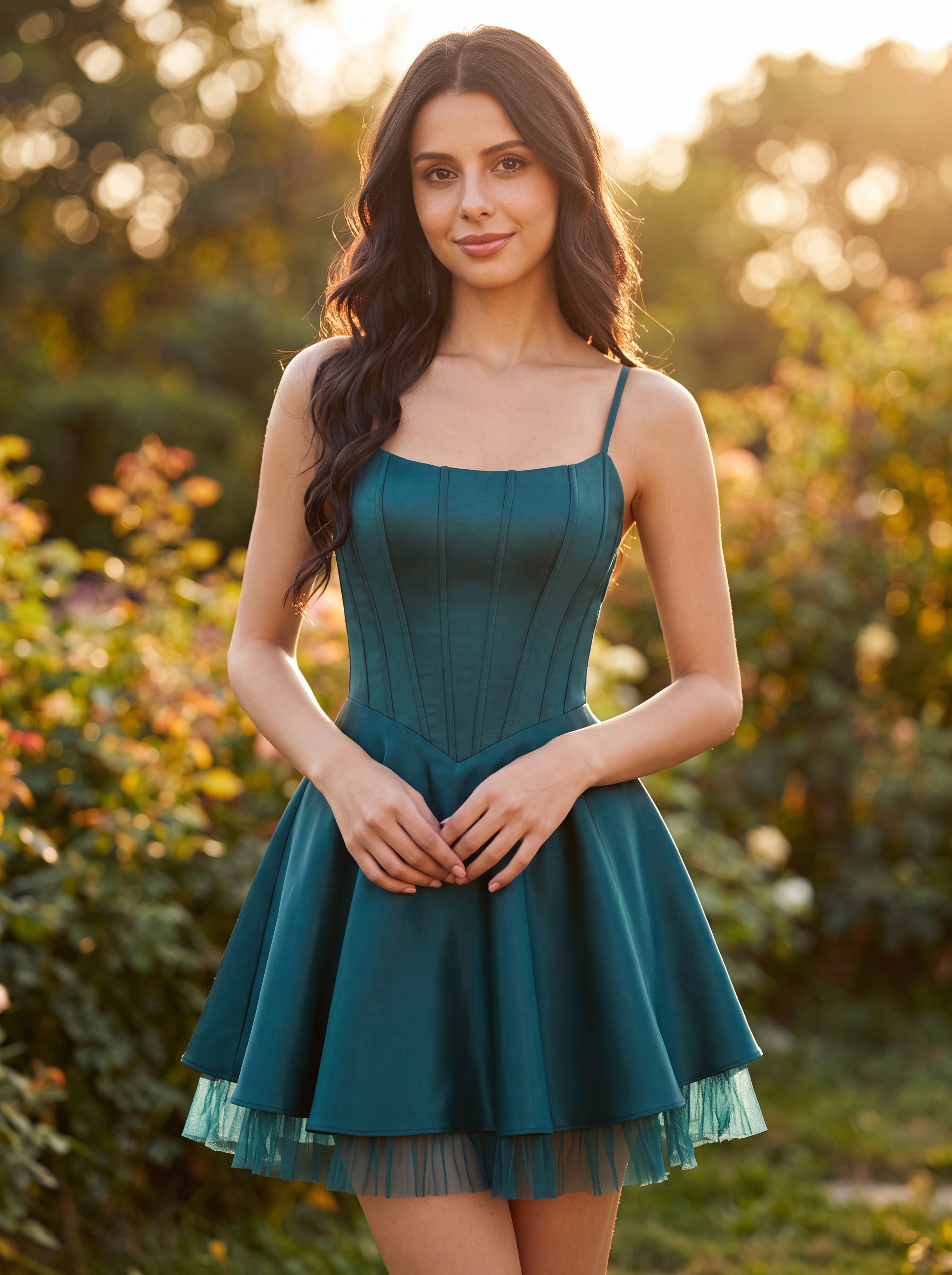 Ball-Gown/Princess Square Short Satin Mini Dress