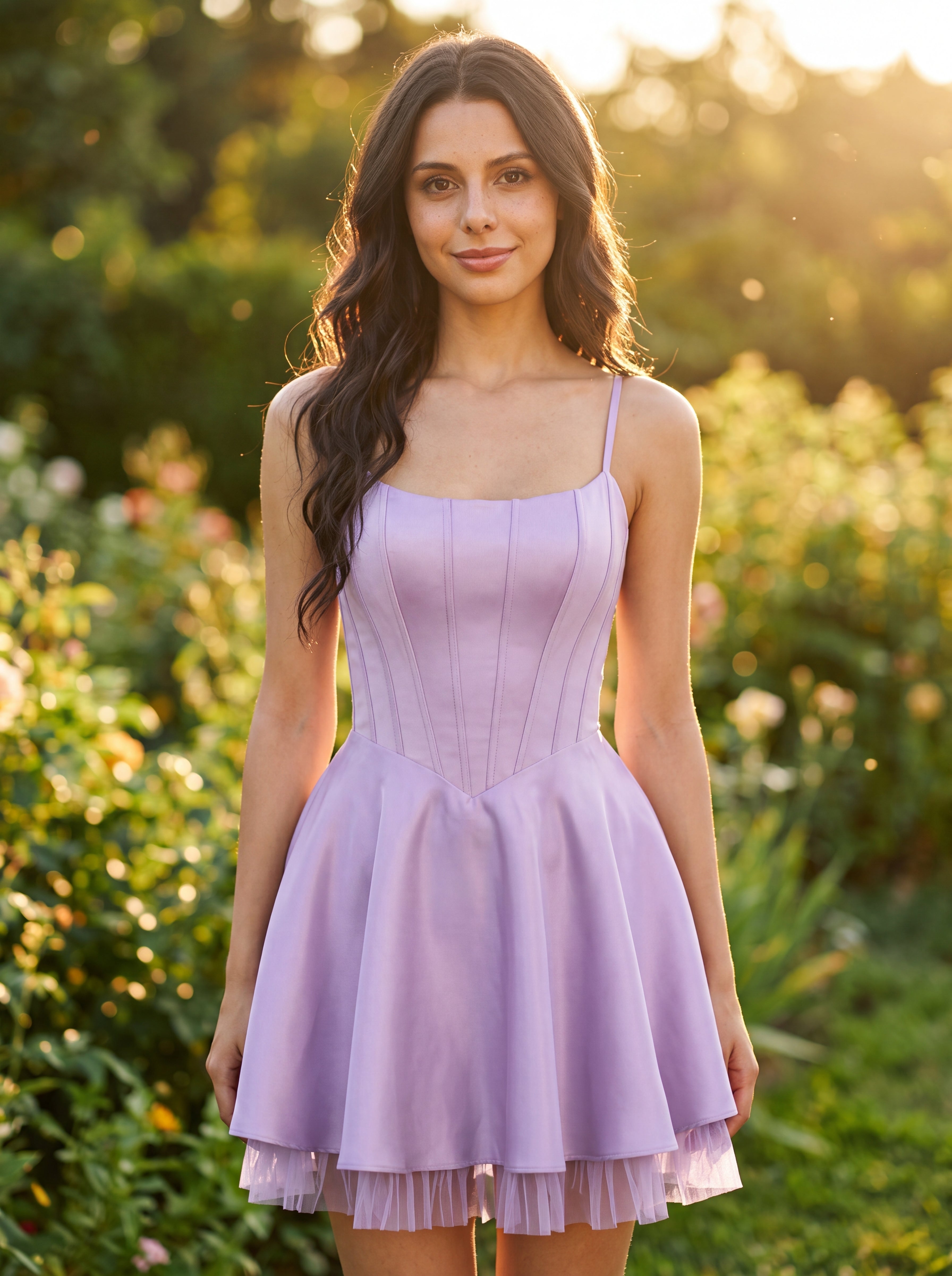 Ball-Gown/Princess Square Short Satin Mini Dress