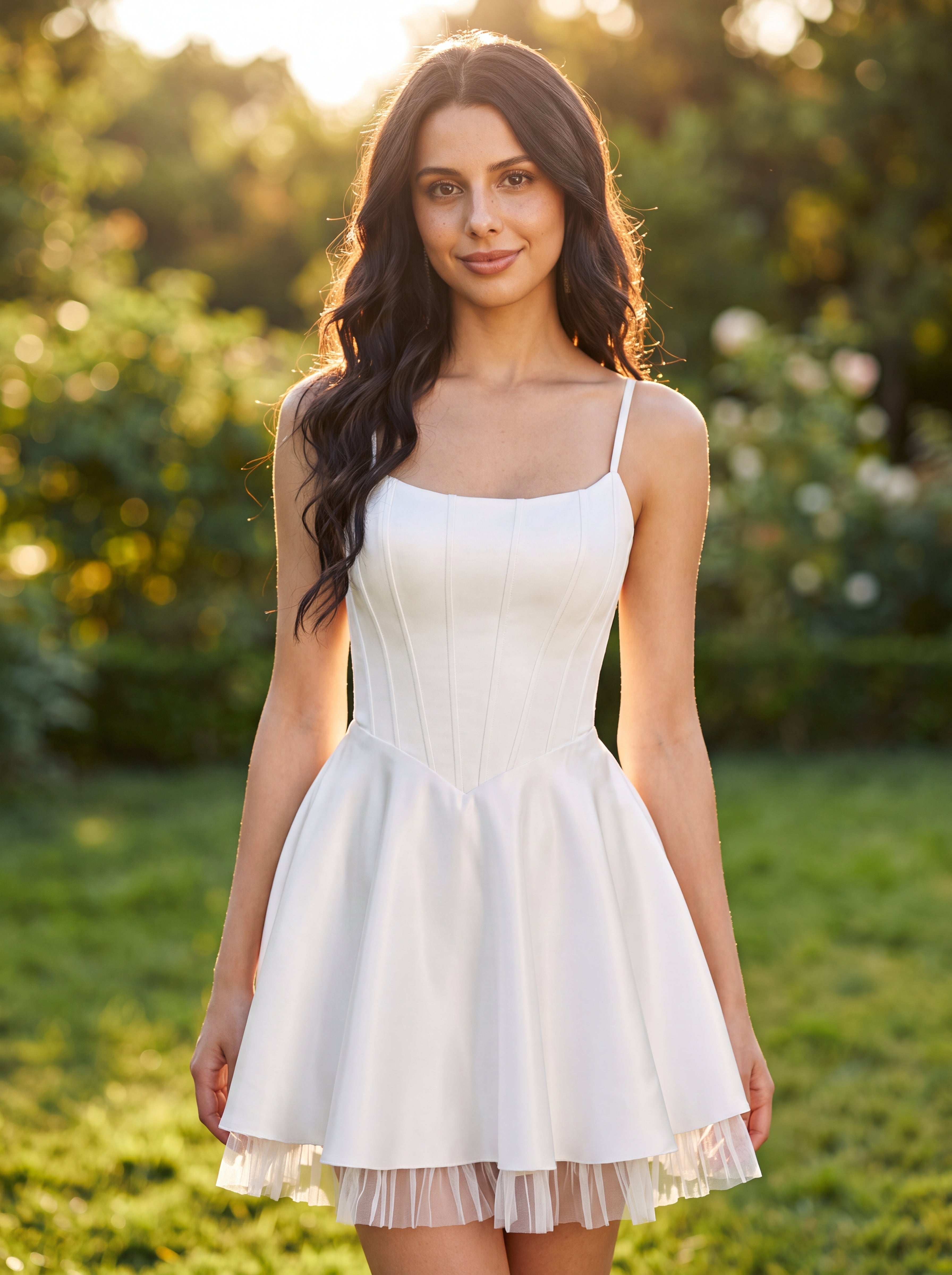 Ball-Gown/Princess Square Short Satin Mini Dress