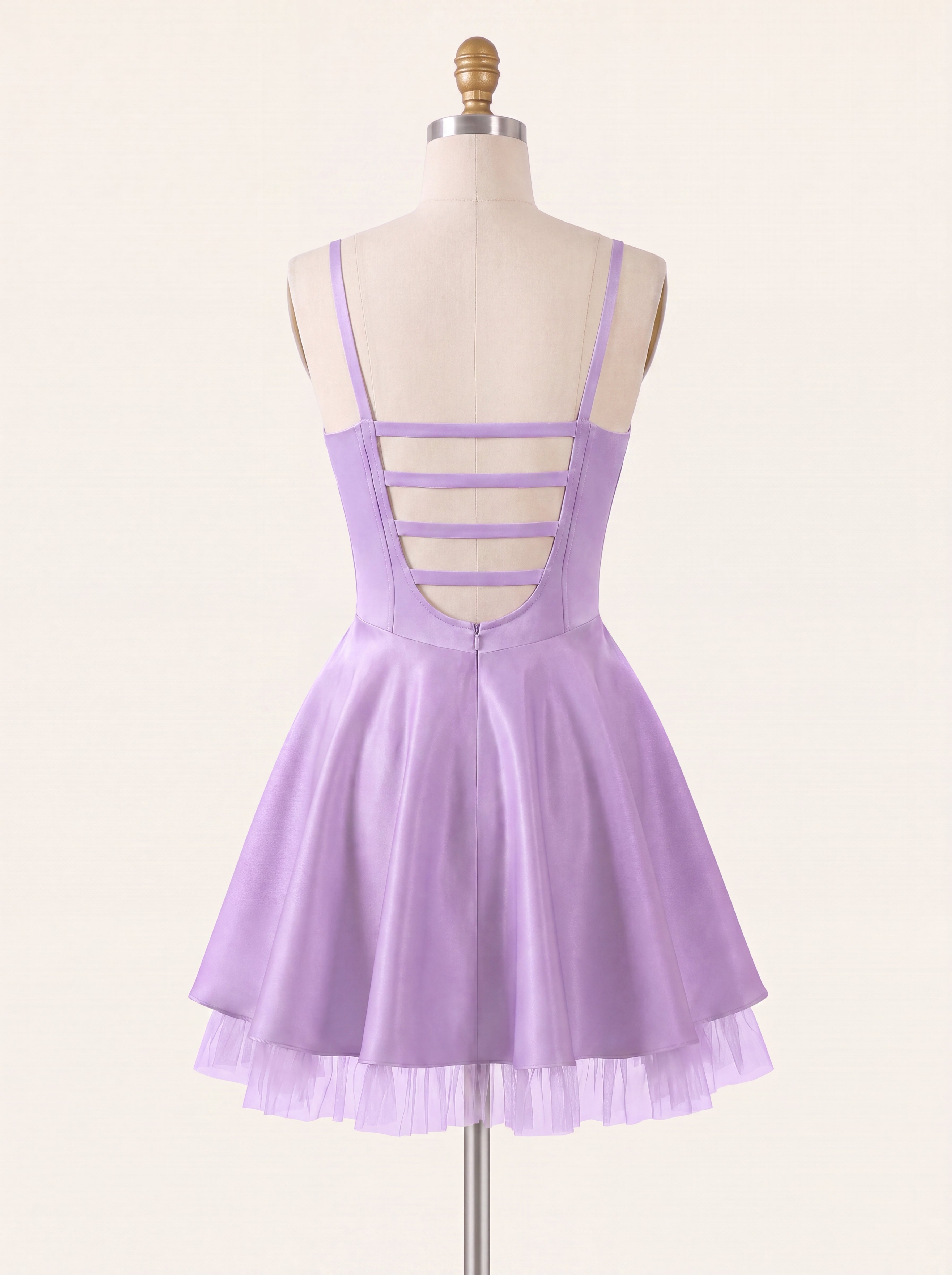 Ball-Gown/Princess Square Short Satin Mini Dress
