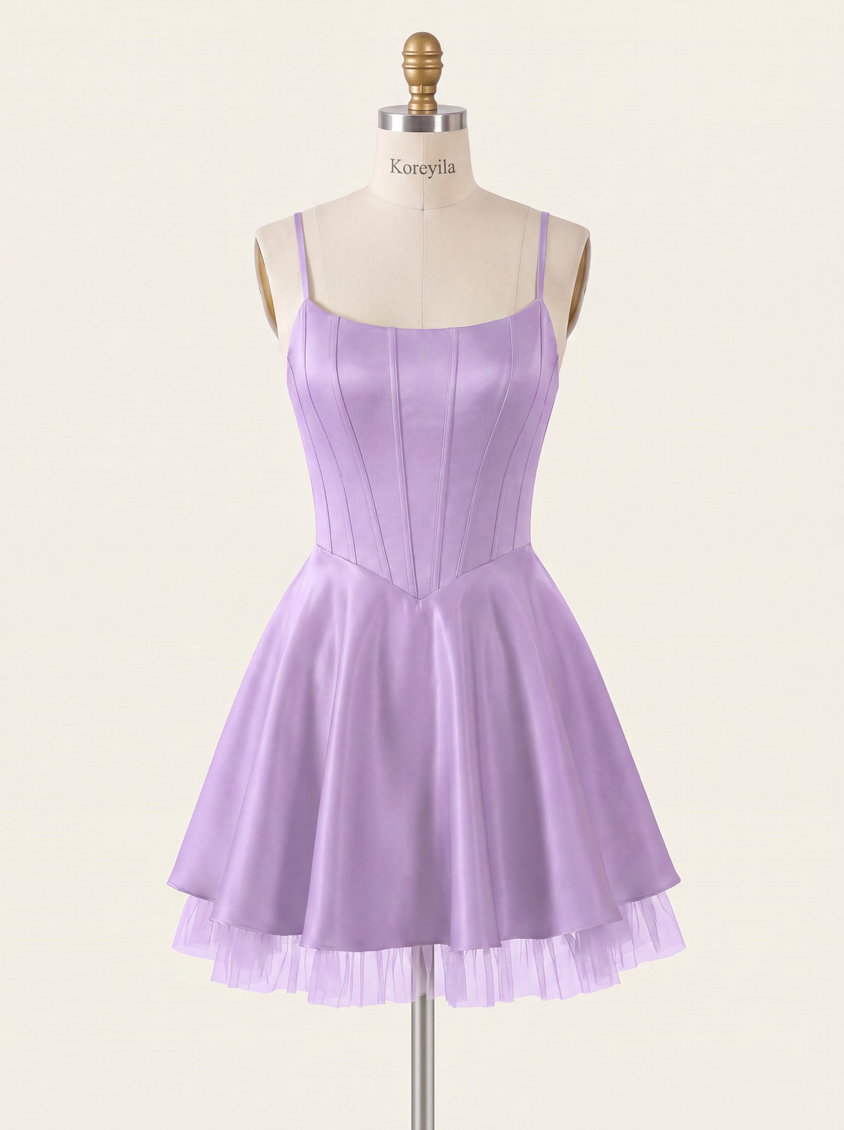 Ball-Gown/Princess Square Short Satin Mini Dress