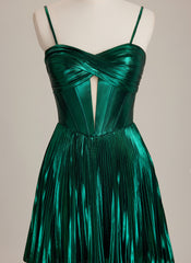 A-line Sweetheart Short Metallic Mini Dress