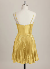 A-line Sweetheart Short Metallic Mini Dress