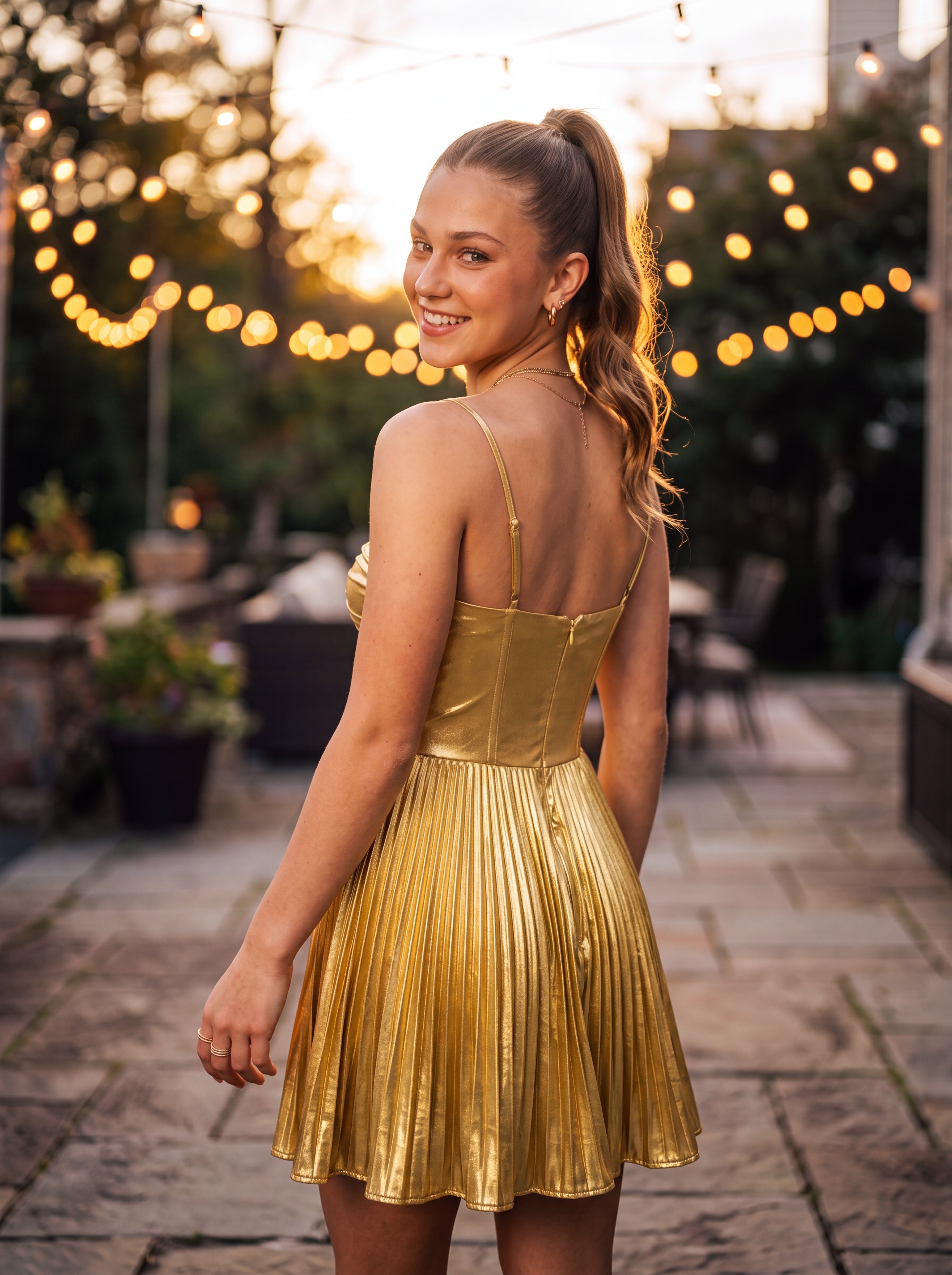 A-line Sweetheart Short Metallic Mini Dress