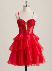 Ball-Gown/Princess Sweetheart Short Organza Mini Dress With Beading Sequins