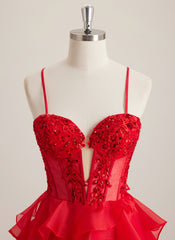Ball-Gown/Princess Sweetheart Short Organza Mini Dress With Beading Sequins