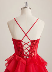 Ball-Gown/Princess Sweetheart Short Organza Mini Dress With Beading Sequins