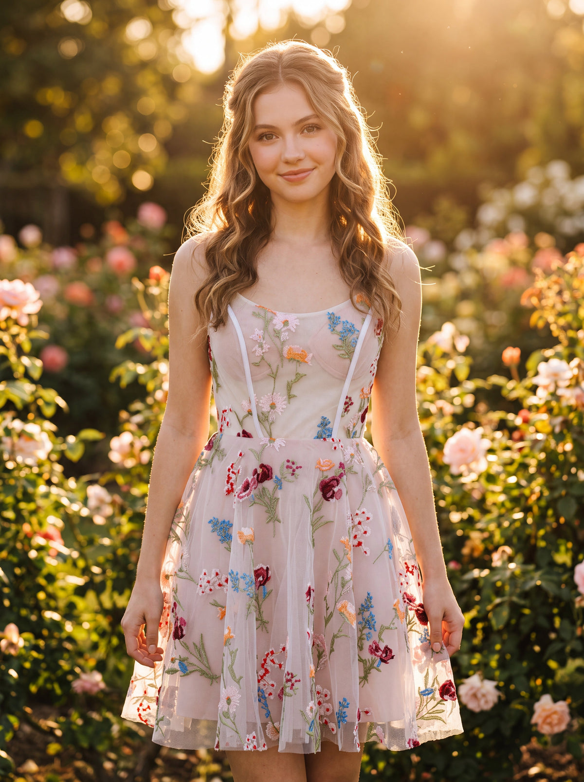 A-line Spaghetti Straps Short Lace Homecoming Dress