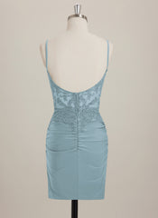 Sheath/Column V-Neck Short Jersey Mini Dress With Rhinestone