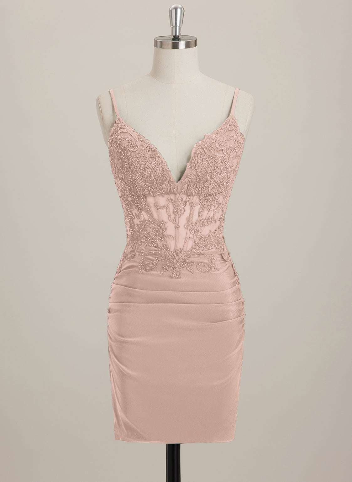Sheath/Column V-Neck Short Jersey Mini Dress With Rhinestone