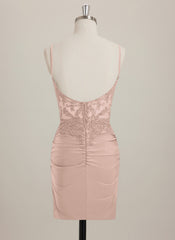 Sheath/Column V-Neck Short Jersey Mini Dress With Rhinestone