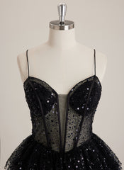 Ball-Gown/Princess V-Neck Short Sequin Mini Dress With Sequins