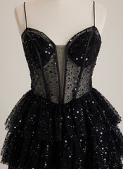 Ball-Gown/Princess V-Neck Short Sequin Mini Dress With Sequins