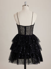 Ball-Gown/Princess V-Neck Short Sequin Mini Dress With Sequins