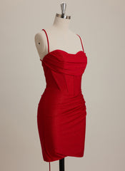Sheath/Column Sweetheart Short Mini Dress With Pleated