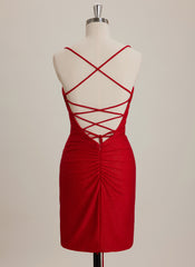 Sheath/Column Sweetheart Short Mini Dress With Pleated