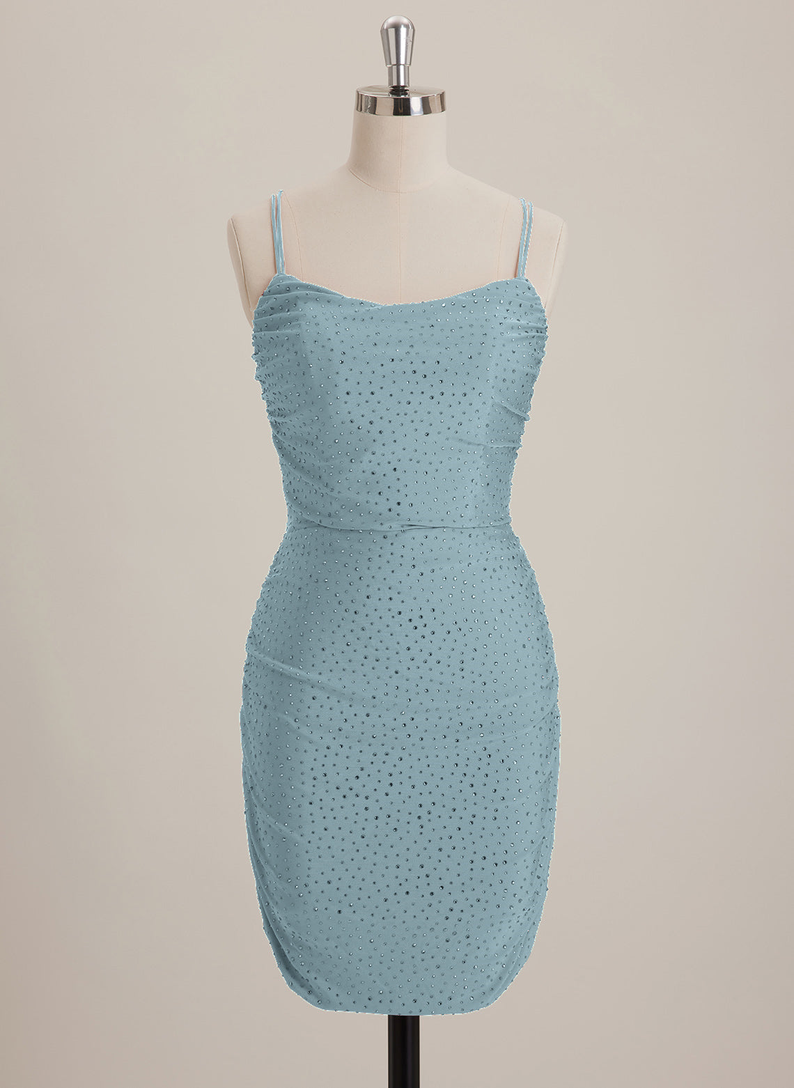 Sheath/Column Scoop Short Jersey Mini Dress With Rhinestone