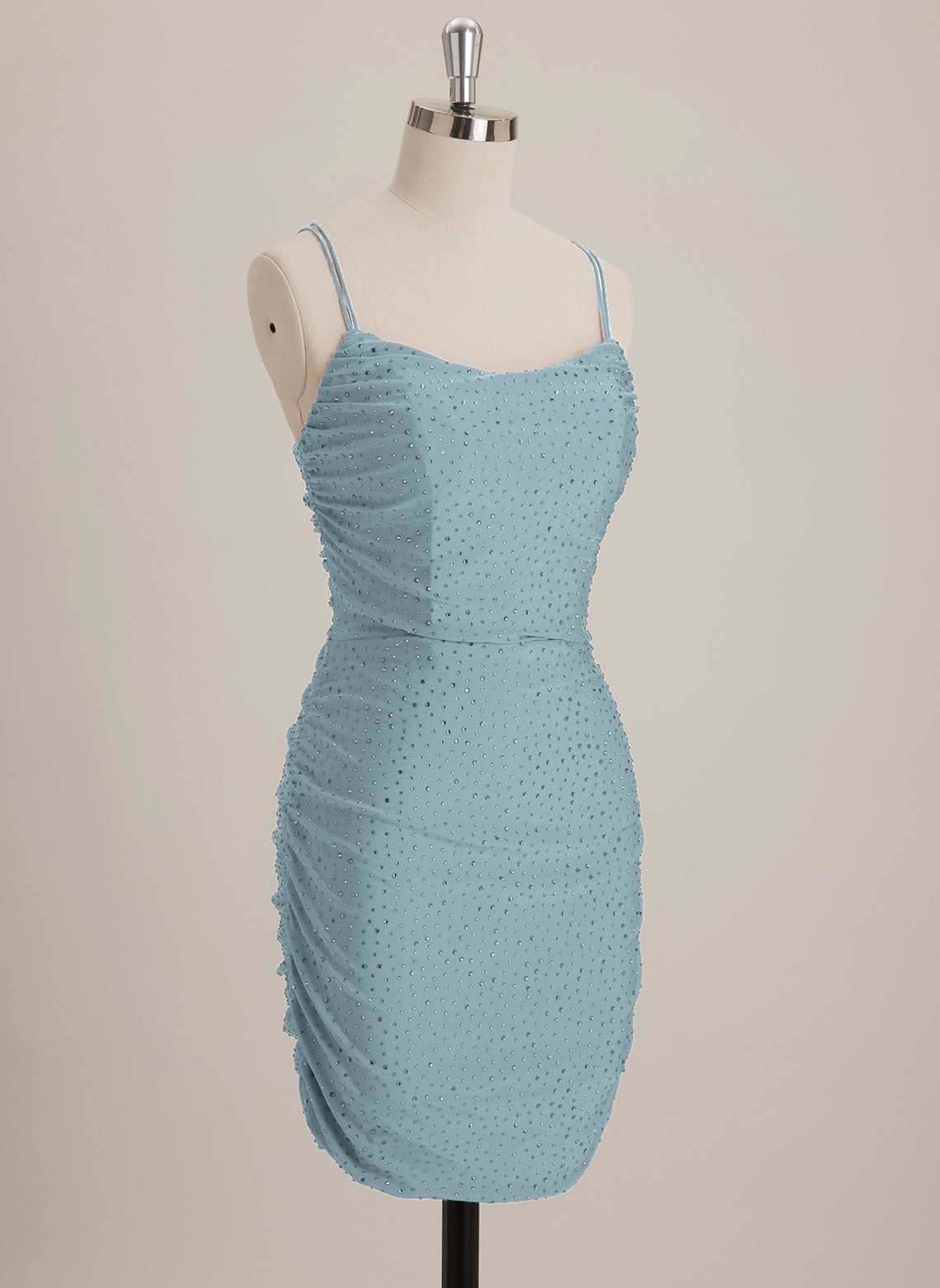 Sheath/Column Scoop Short Jersey Mini Dress With Rhinestone