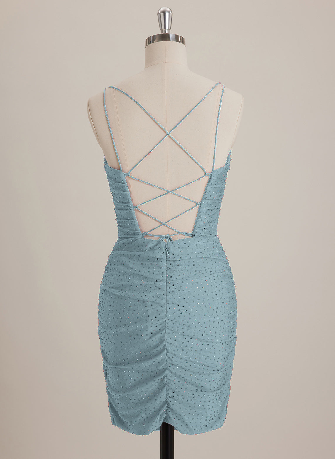 Sheath/Column Scoop Short Jersey Mini Dress With Rhinestone