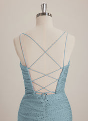 Sheath/Column Scoop Short Jersey Mini Dress With Rhinestone