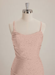 Sheath/Column Scoop Short Jersey Mini Dress With Rhinestone