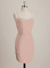 Sheath/Column Scoop Short Jersey Mini Dress With Rhinestone