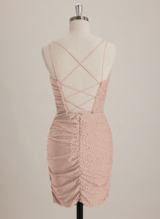 Sheath/Column Scoop Short Jersey Mini Dress With Rhinestone