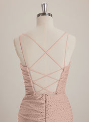 Sheath/Column Scoop Short Jersey Mini Dress With Rhinestone
