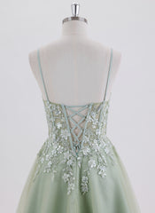 Ball-Gown/Princess Spaghetti Straps Short Tulle Homecoming Dress With Sequins