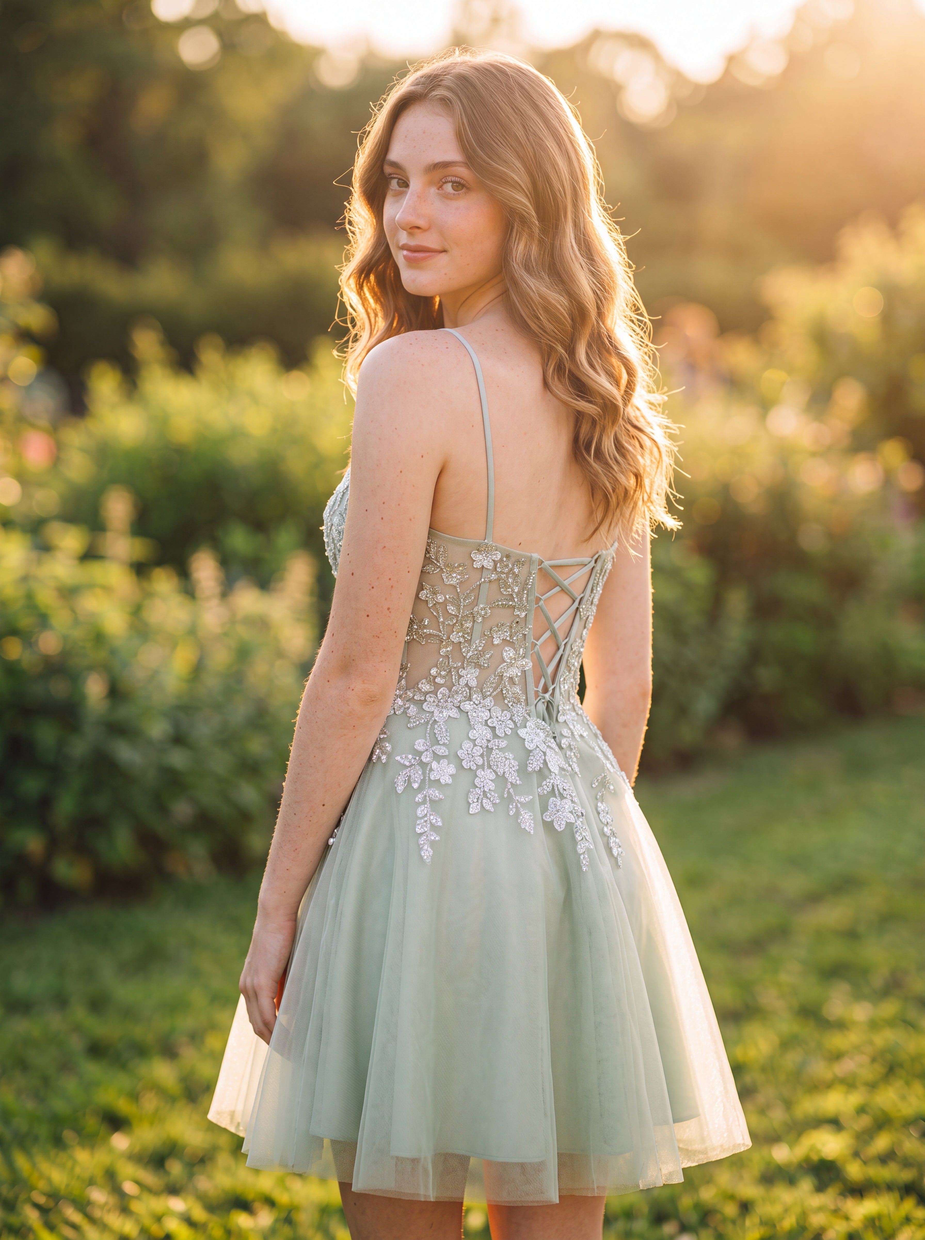 Ball-Gown/Princess Spaghetti Straps Short Tulle Homecoming Dress With Sequins