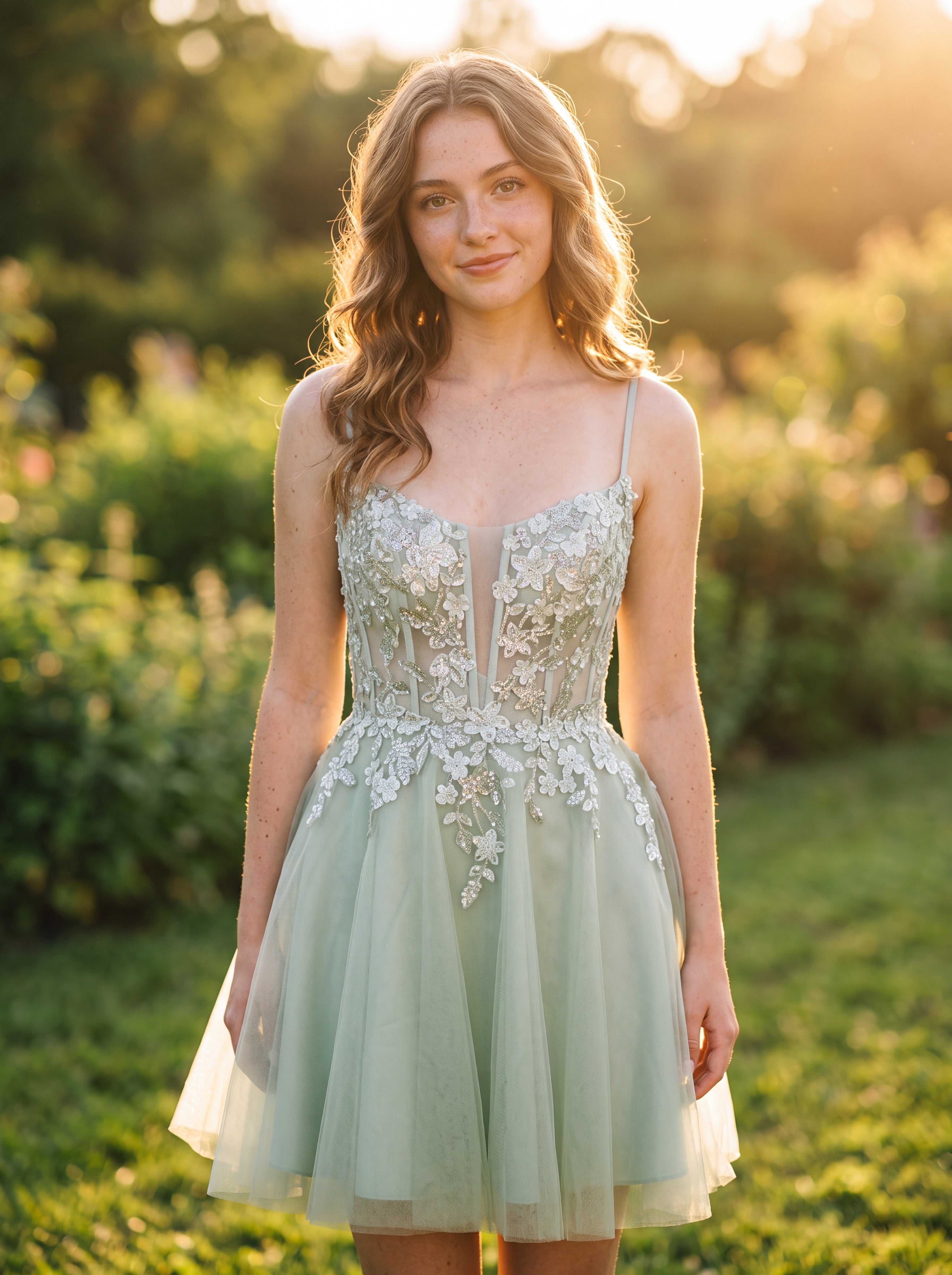 Ball-Gown/Princess Spaghetti Straps Short Tulle Homecoming Dress With Sequins