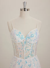 Sheath/Column V-Neck Short Lace Mini Dress With Sequins