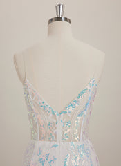 Sheath/Column V-Neck Short Lace Mini Dress With Sequins