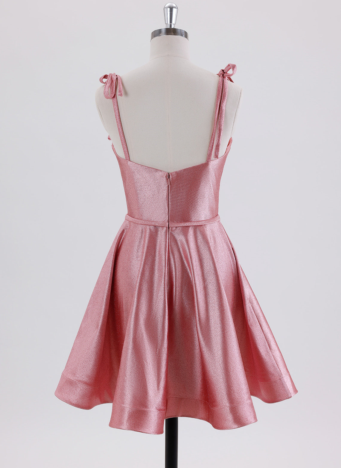 A-line Spaghetti Straps Short Satin Homecoming Dress With Pleated