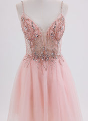 A-line Short Tulle Homecoming Dress With Sequins