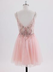 A-line Short Tulle Homecoming Dress With Sequins