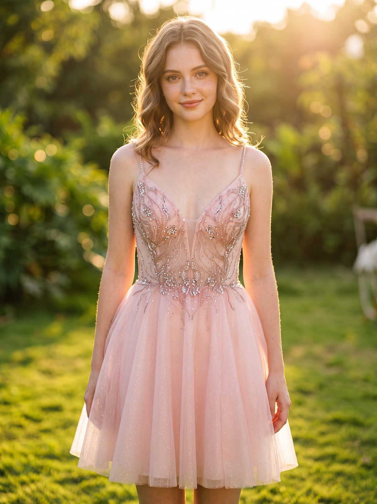 A-line Short Tulle Homecoming Dress With Sequins