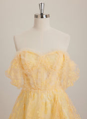 A-line Sweetheart Short Lace Mini Dress With Ruffle