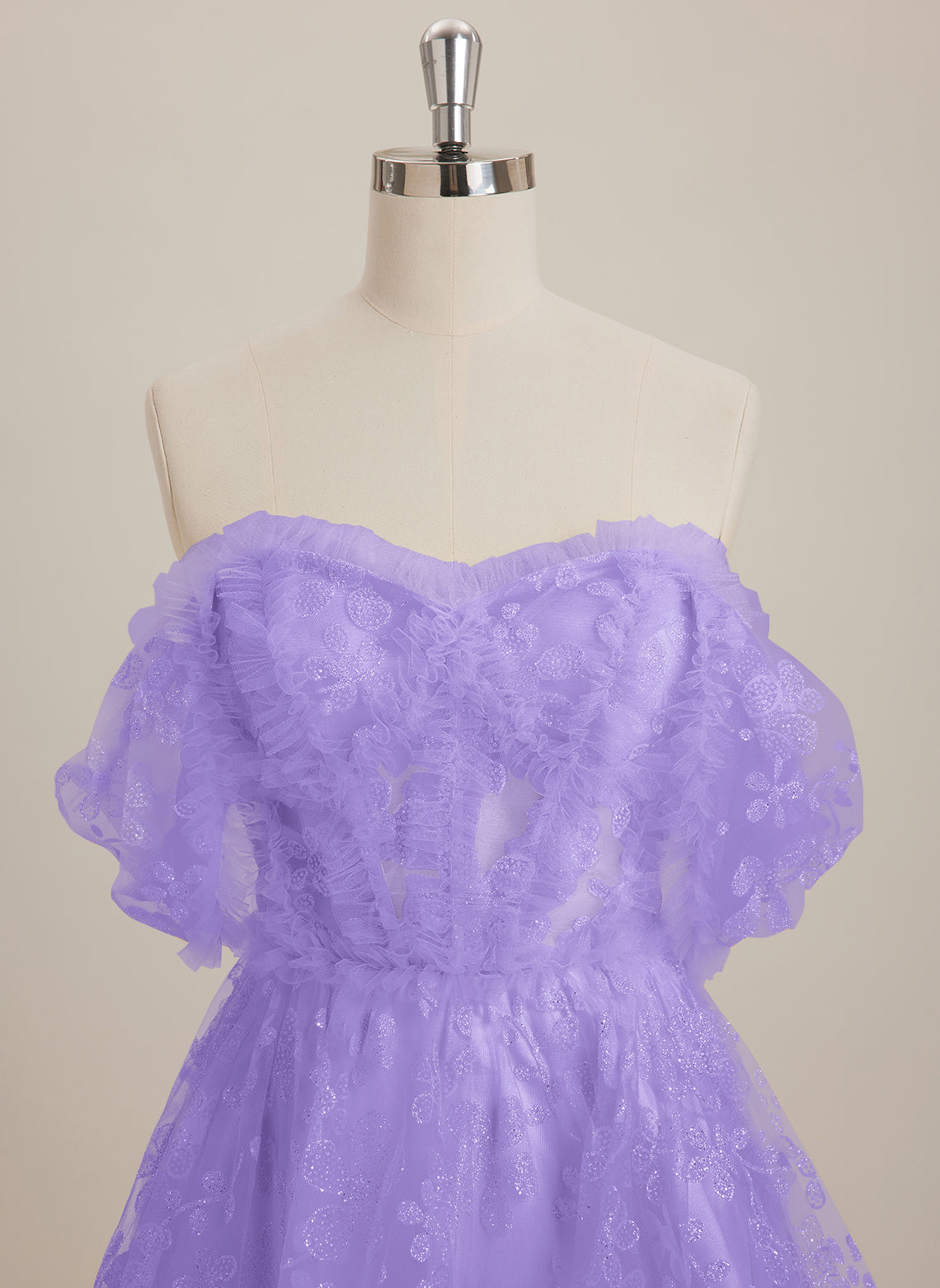 A-line Sweetheart Short Lace Mini Dress With Ruffle
