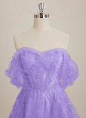 A-line Sweetheart Short Lace Mini Dress With Ruffle