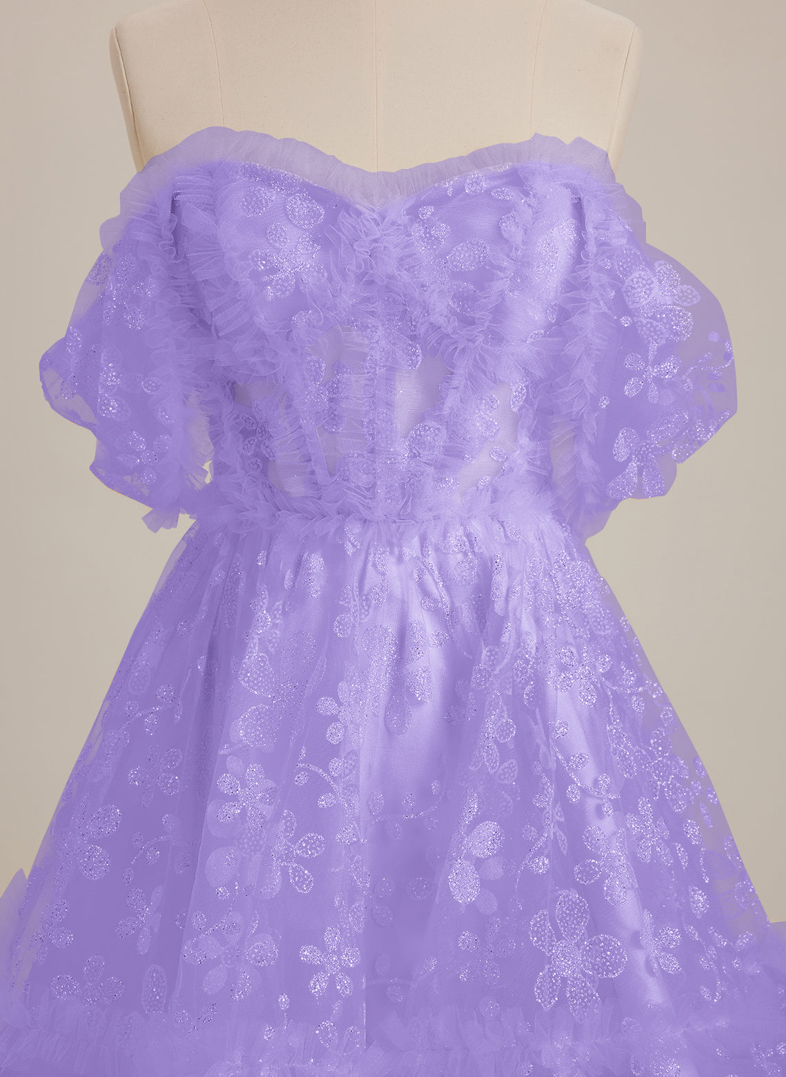 A-line Sweetheart Short Lace Mini Dress With Ruffle