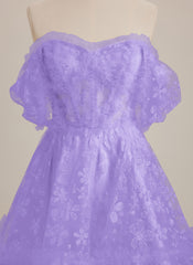 A-line Sweetheart Short Lace Mini Dress With Ruffle