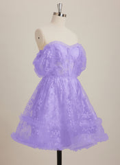 A-line Sweetheart Short Lace Mini Dress With Ruffle