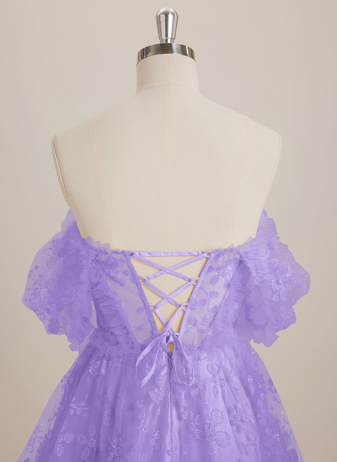 A-line Sweetheart Short Lace Mini Dress With Ruffle