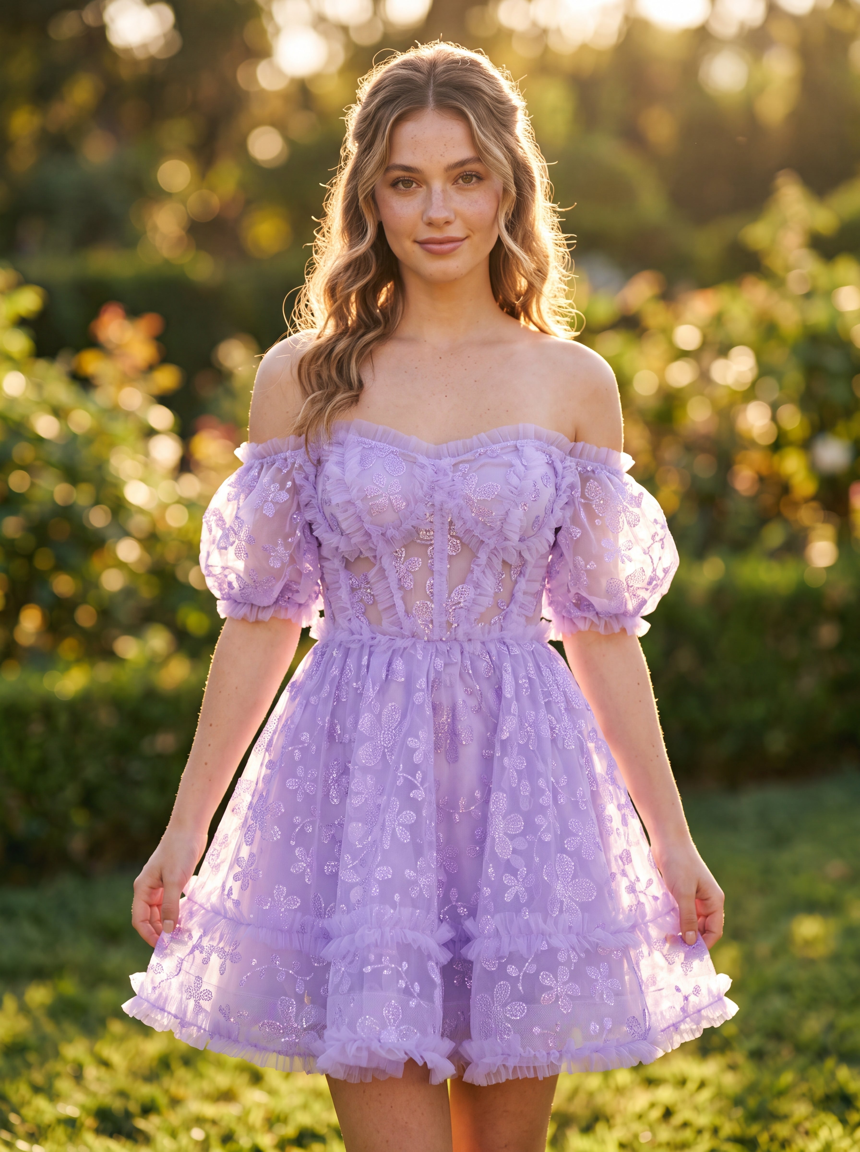 A-line Sweetheart Short Lace Mini Dress With Ruffle