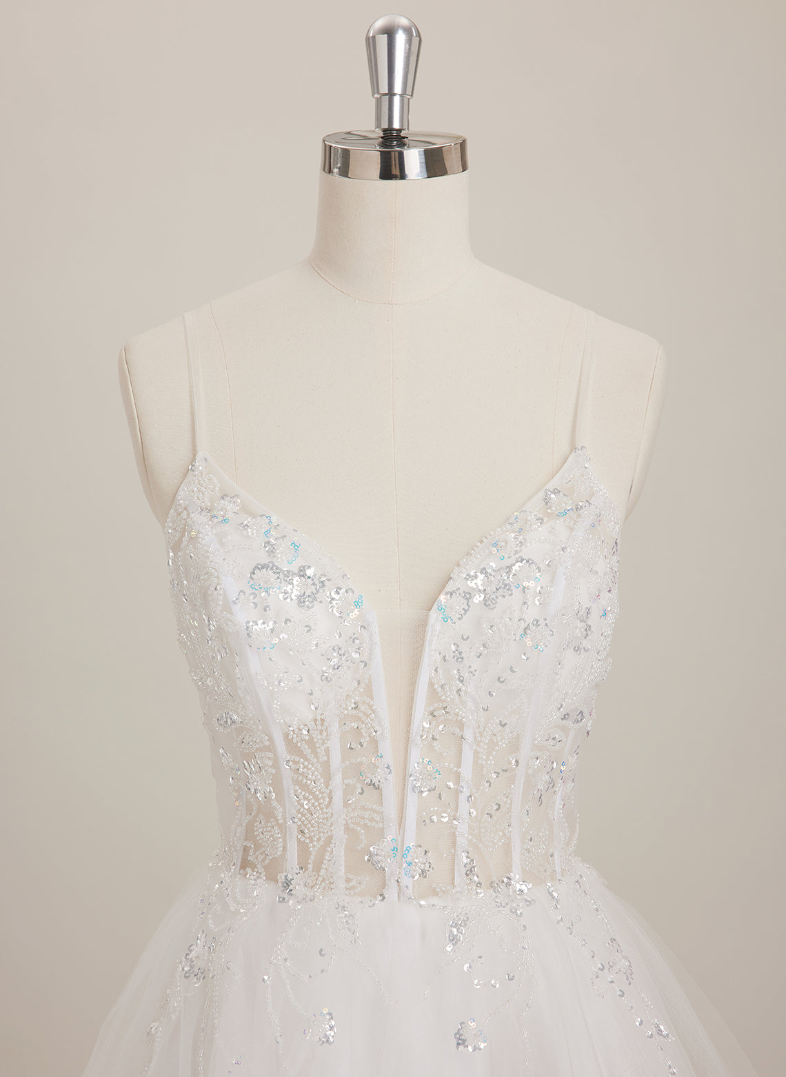 Ball-Gown/Princess V-Neck Short Tulle Mini Dress With Beading Sequins